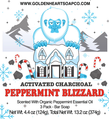 Activated Charcoal Peppermint Blizzard Soap 3 Pack